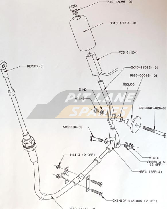 GEAR LEVER/CABLE ASSEMBLY Diagram